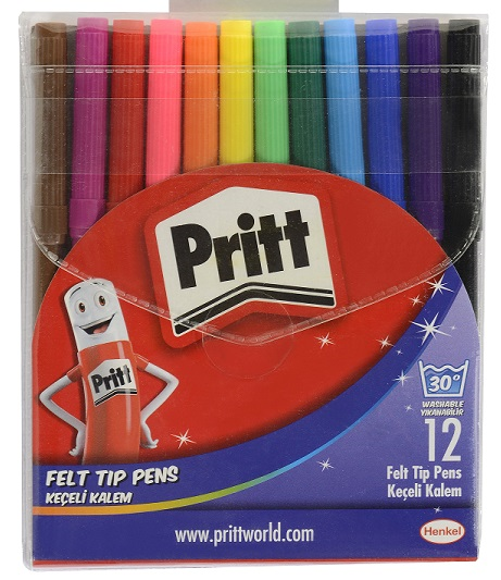 PRITT Keçeli Kalem 12 Renk – Canlı, Dayanıklı ve Kolay Kullanım