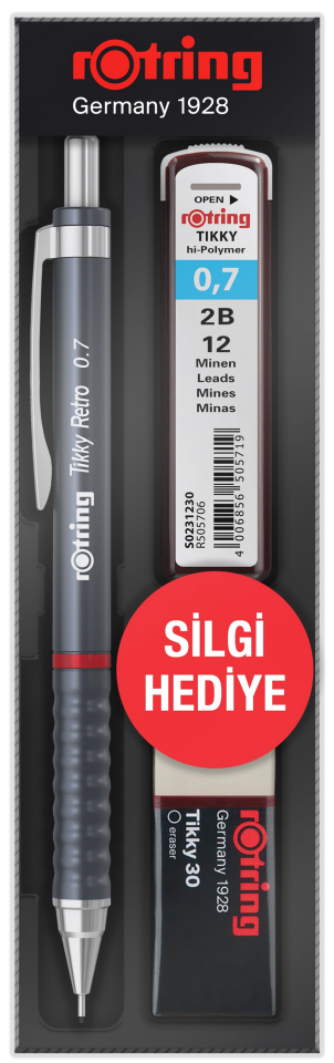 Rotring Versatil Kalem Tikky Retro Okul Seti 0.7 Gri