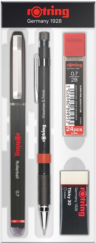 Rotring Ofis Seti 0.7 – Roller + Versatil + Min + Silgi (Siyah)