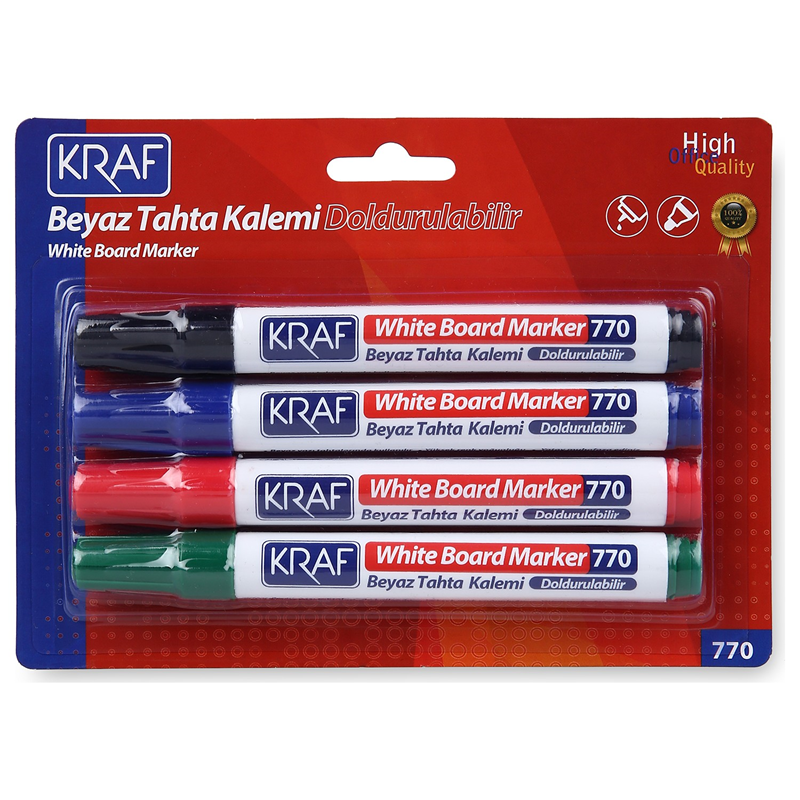 KRAF Beyaz Tahta Kalemi Doldurulabilir 770-4 4’lü Blister