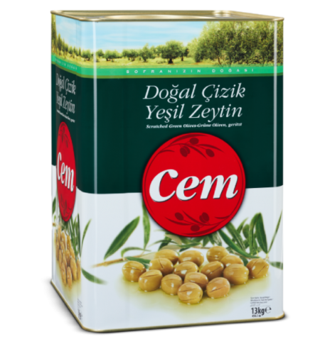 Cem Yeşil Çizik Zeytin 261-290 Teneke 13 Kg